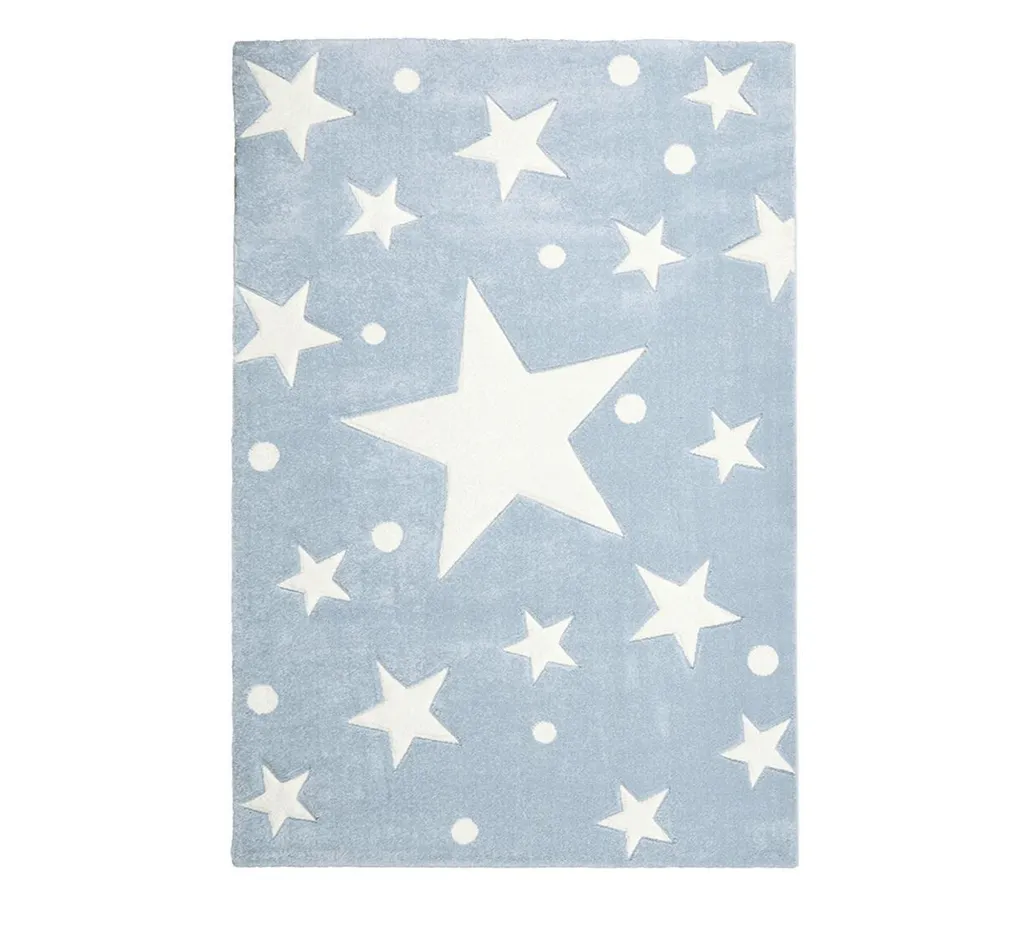 Tapis enfant Livone Happy Rugs Stars Bleu et Blanc - 160 x 230 cm