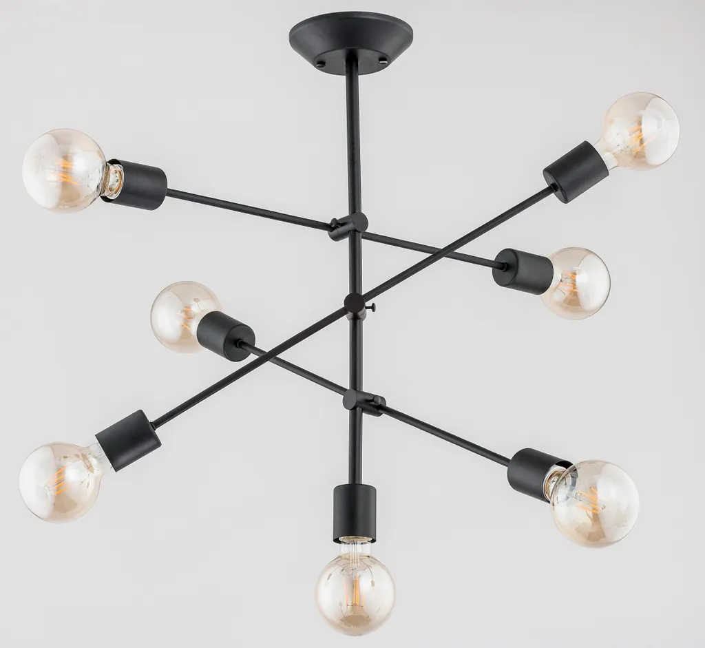 Suspension réglable STEP noire 7 lumières métal pour salon contemporain