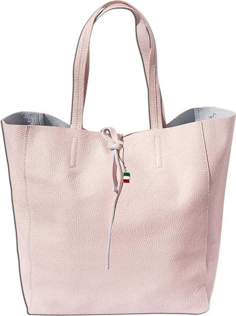 Sac cabas de travail femme rose en cuir Florence idéal pour dossiers