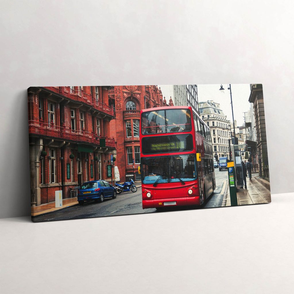 Bus in Birmingham UK – Leinwandbild Wandbild – 120x60 cm – Leinwandbilder – Wandbilder – Schlafzimmer – Flur