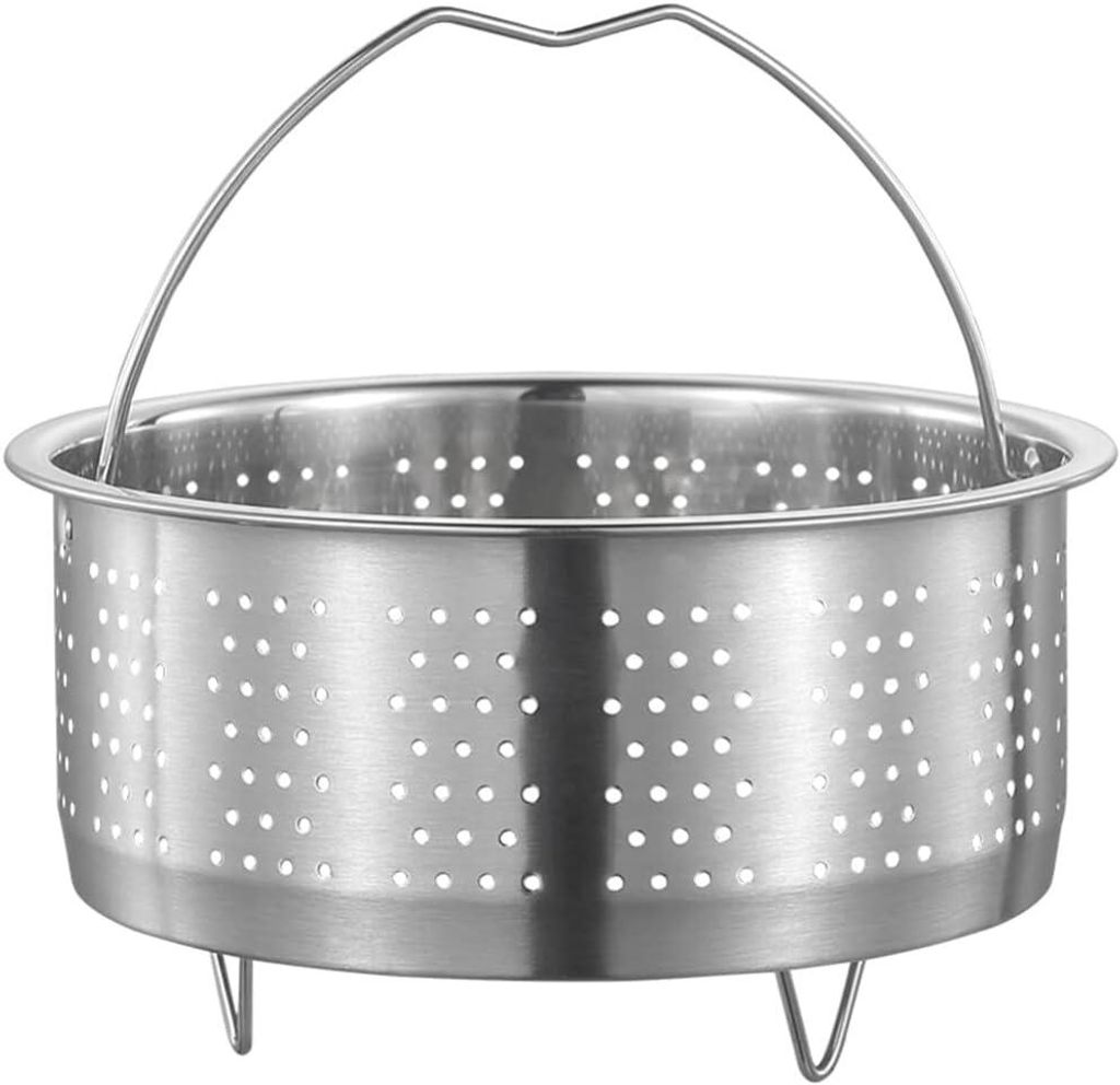 Edelstahl-Dampfkorb, Metall-Dämpfeinsatz, Dampfgarer mit Griff, Gemüse, Obst, Nudelsieb, Dampfgarer, Knödel, Dessert, Dampfkorb, 18 cm