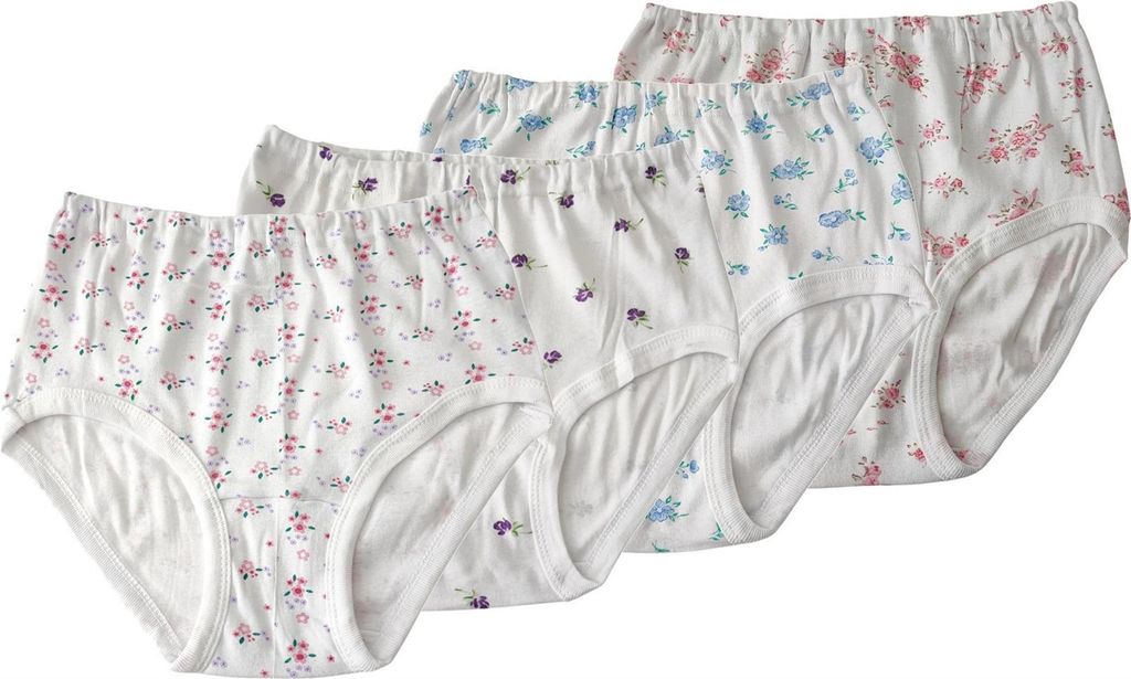 4x Damen Slips Unterhosen Unterwäsche Baumwolle, Blumen/52/54
