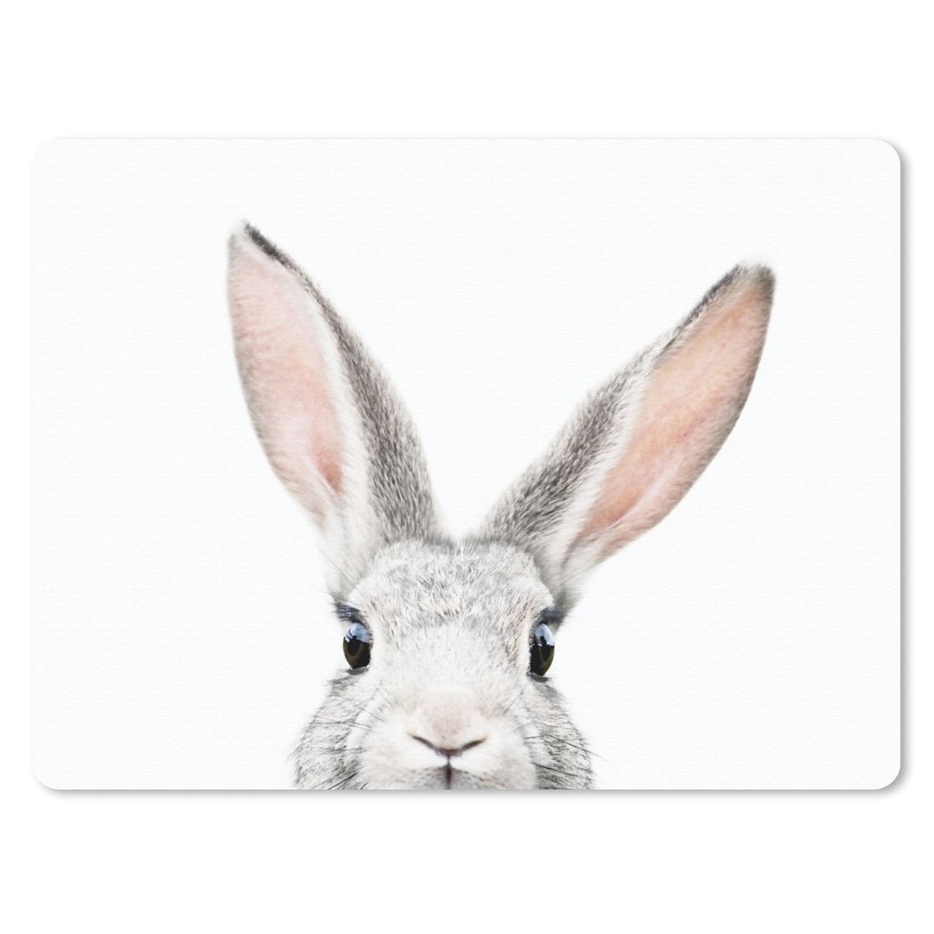 MuchoWow Mauspad Mousepad Kaninchen - Tiere - Natur - Weiß 40x30 cm - Mousepads - Maus Mat - Pad - Mausunterlage - Anti Rutsch