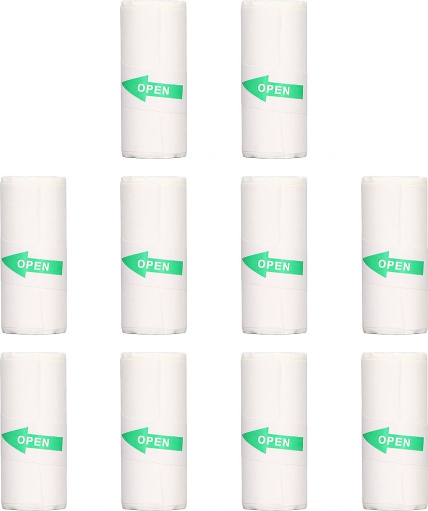 Thermodruckerpapier, 10 Rollen, tragbar, selbstklebend, Thermo-Mini-Druckpapier für Etiketten, falsche Fragen, Fotos, 57 x 25 mm
