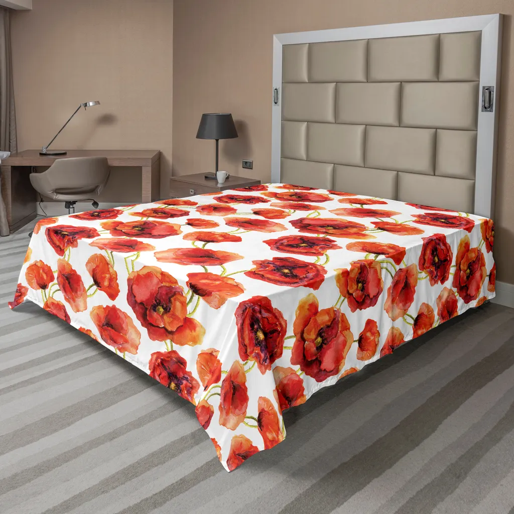 Lenzuolo Matrimoniale ABAKUHAUS Papaveri Rossi 260x228 in Microfibra