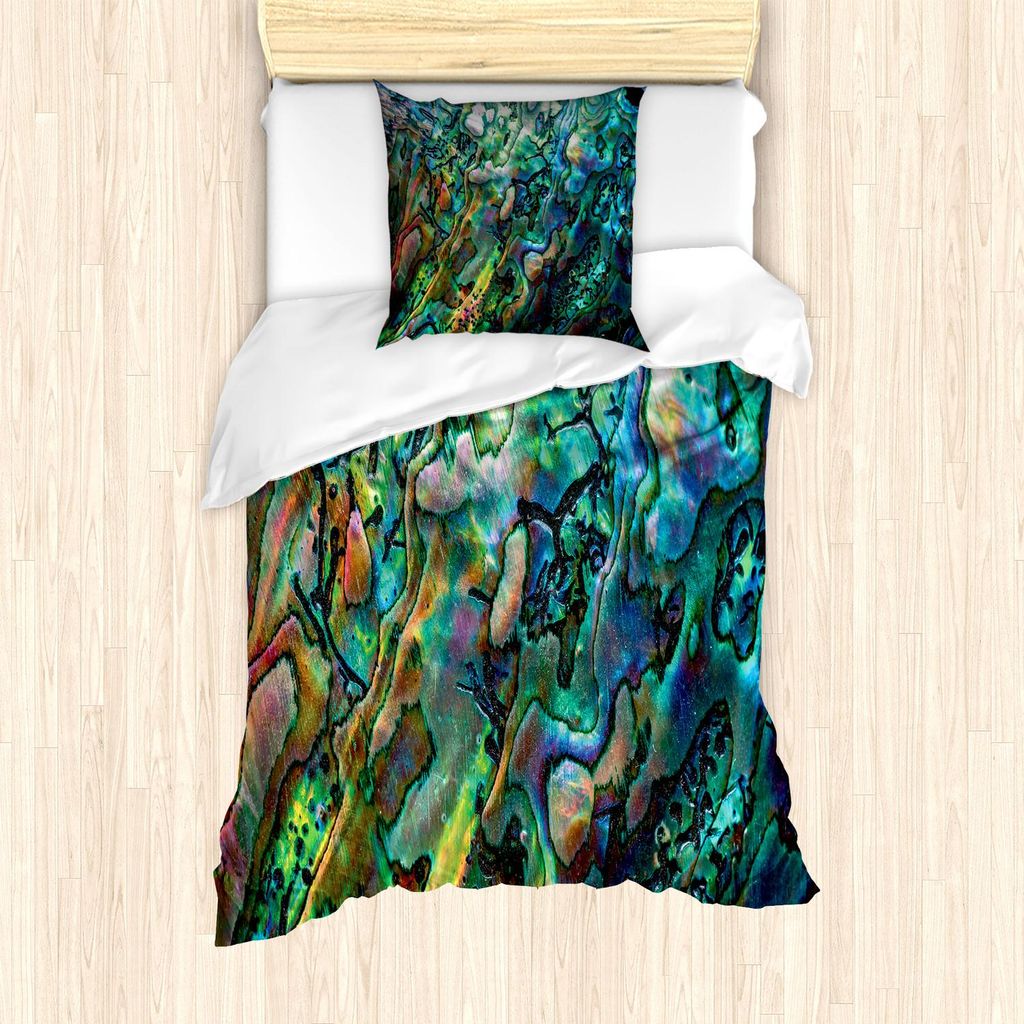 ABAKUHAUS Schale Bettbezug Set, Haliotis eines Seashell Macro Photo Unglaubliche Natur Nahaufnahme Einzigartige Küsten Details, 135 x 200 cm + 80 ...