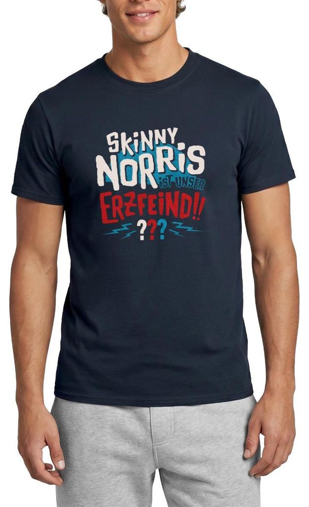 Spreadshirt Die Drei Fragezeichen Skinny Norris Männer T-Shirt, L, Navy