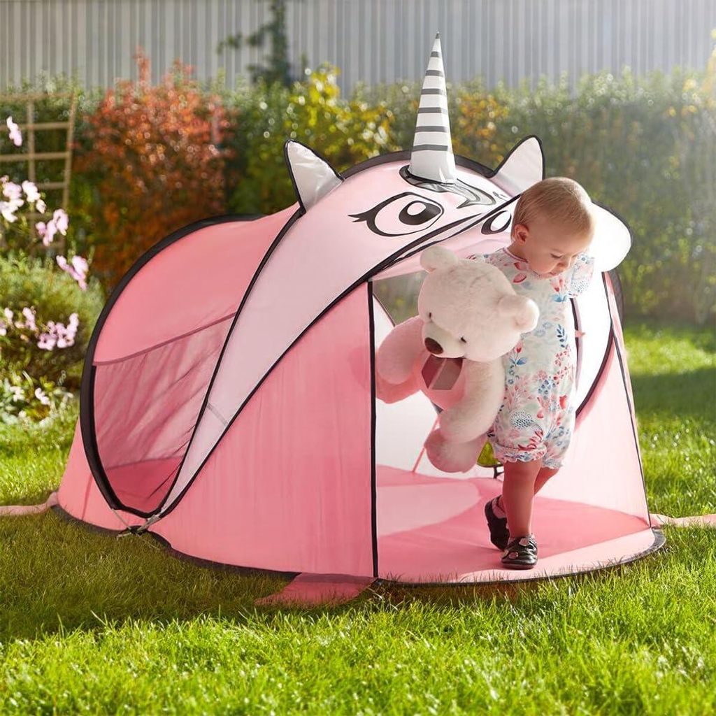 BTGGG Pop Up Zelte für Kinder Einhorn Spielen Zelt Indoor Outdoor-Spaß, zusammenklappbar Portable Mädchen Instant-Zelt Theater mit Tragetasche, ...