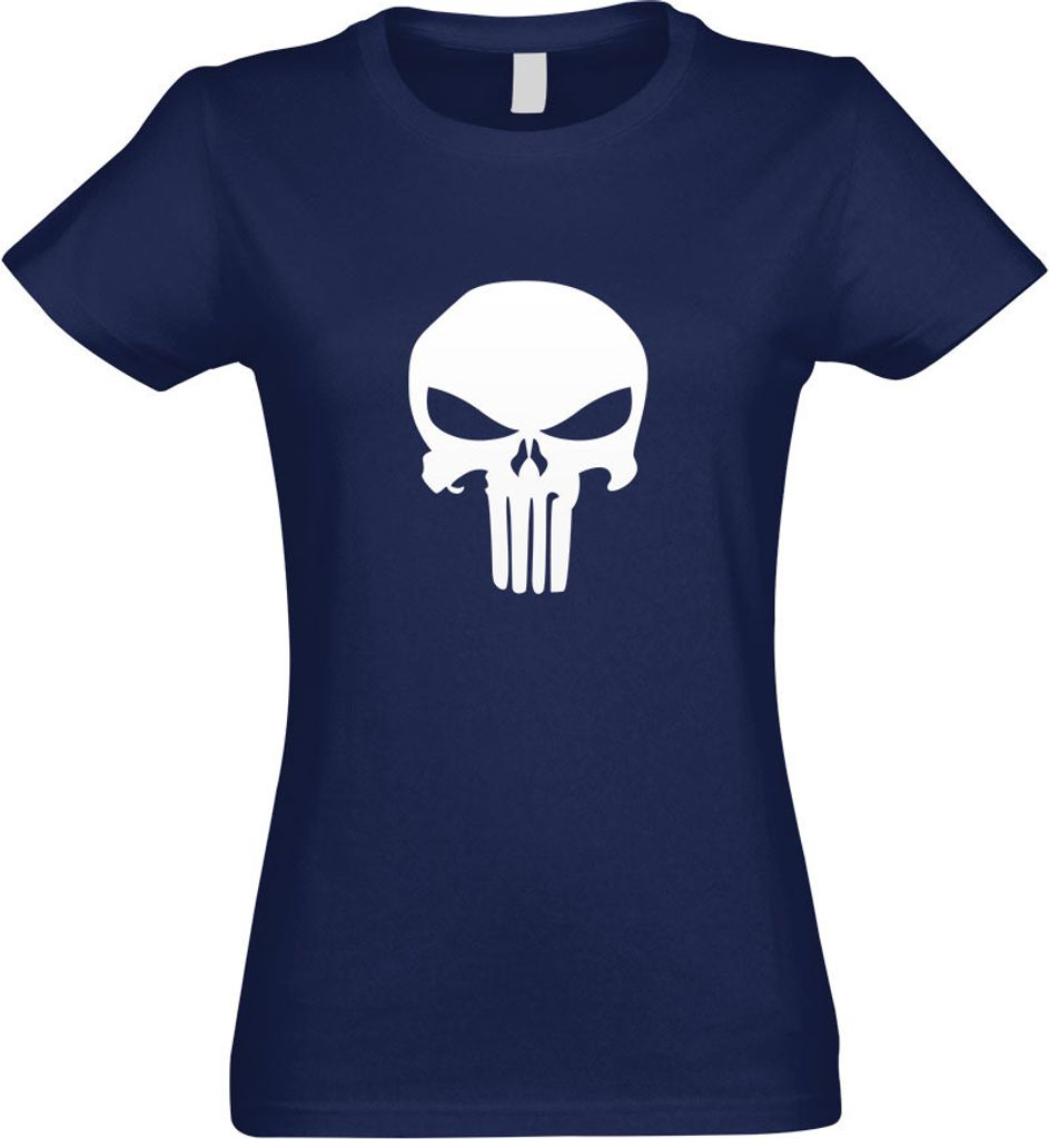 Kiwistar - T-Shirt tailliert - Damen - Navy - Totenkopf - mit Motiv Bedruckt - Funshirt Design - Sport - Freizeit - Damen - XL