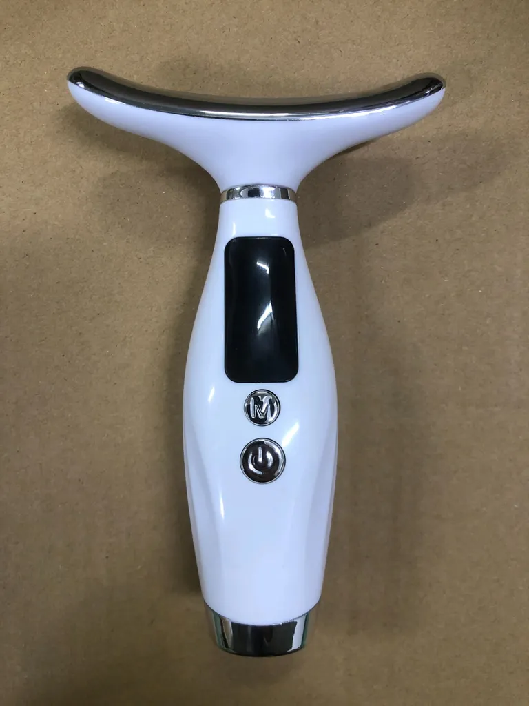 Appareil luminothérapie LED blanc ergonomique à vibrations ajustables