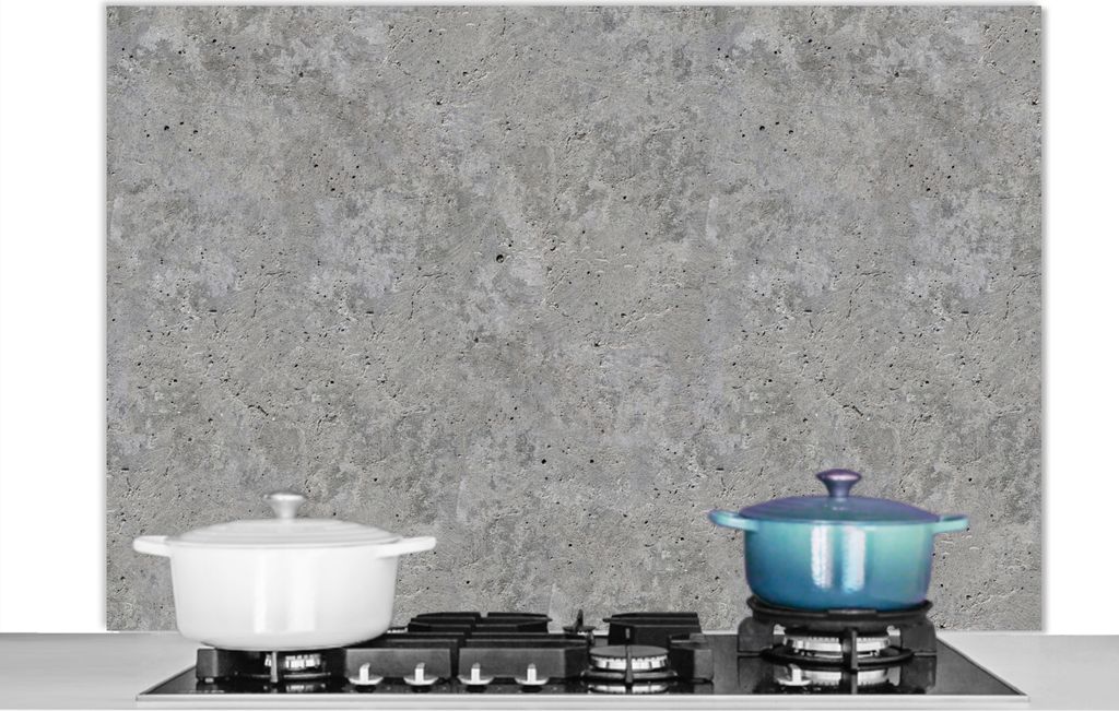 KitchenYeah Spritzschutz Küche - Küchenrückwand - Wandschutz für Herd und Spüle - Muster - Zement - Beton 120x80 - Alu-Dibond (Alternative ...