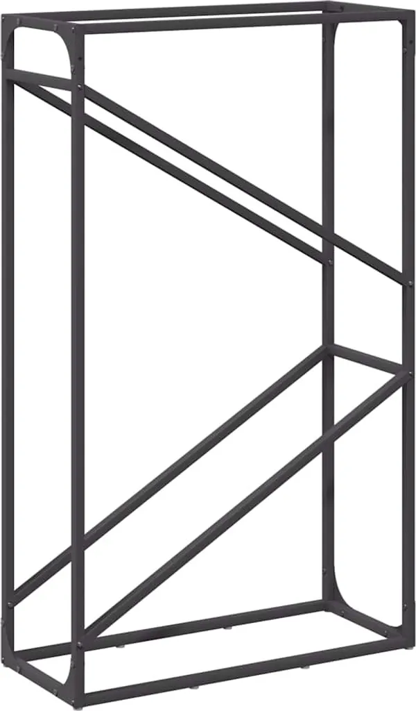 Portalegna in Acciaio Laminato Nero - Minimal Design 60x25x100 cm