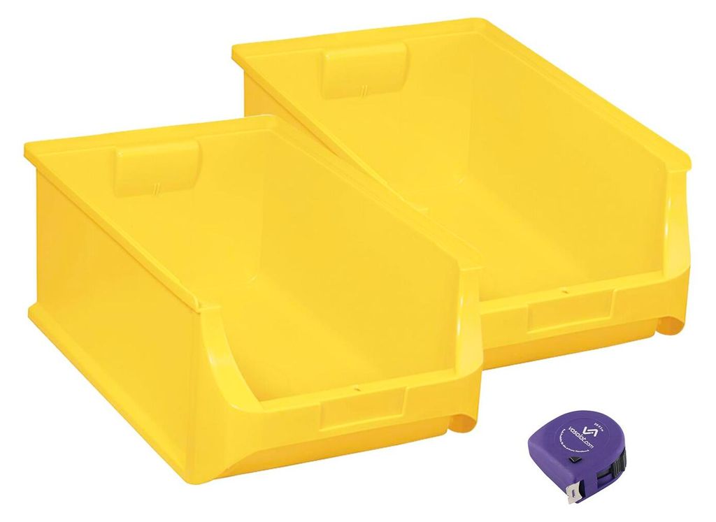 vasalat Stapelboxen 500x310x200mm Gr.5, Sichtlagerboxen für Werkstatt Garage und Lager, Kunststoff gelb, 2x Sichtlagerkästen