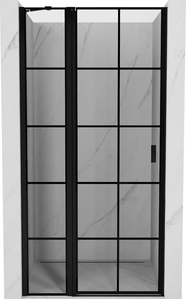Mexen Mist Duschdrehtür links 120 cm, schwarzes Gitter, Schwarz - 8A4-120-000-70-77-L