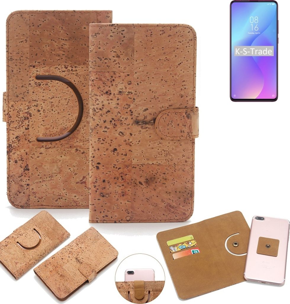 K-S-Trade Handy Hülle Schutz Hülle kompatibel mit Xiaomi Mi 9T Handyhülle Schutzhülle Korkhülle Kork-Hülle 1x
