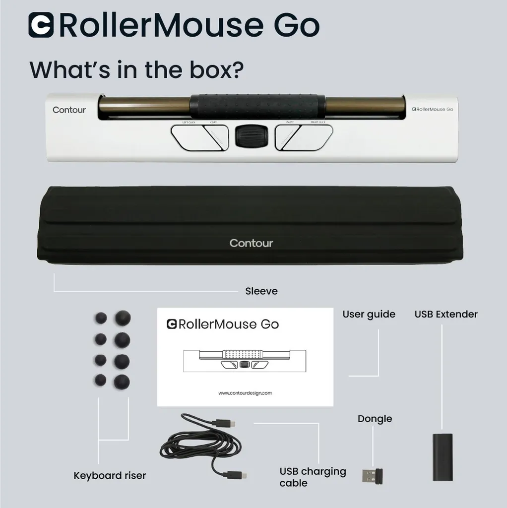 RollerMouse Go avec Dock : Souris sans fil compacte et ergonomique grise - 4
