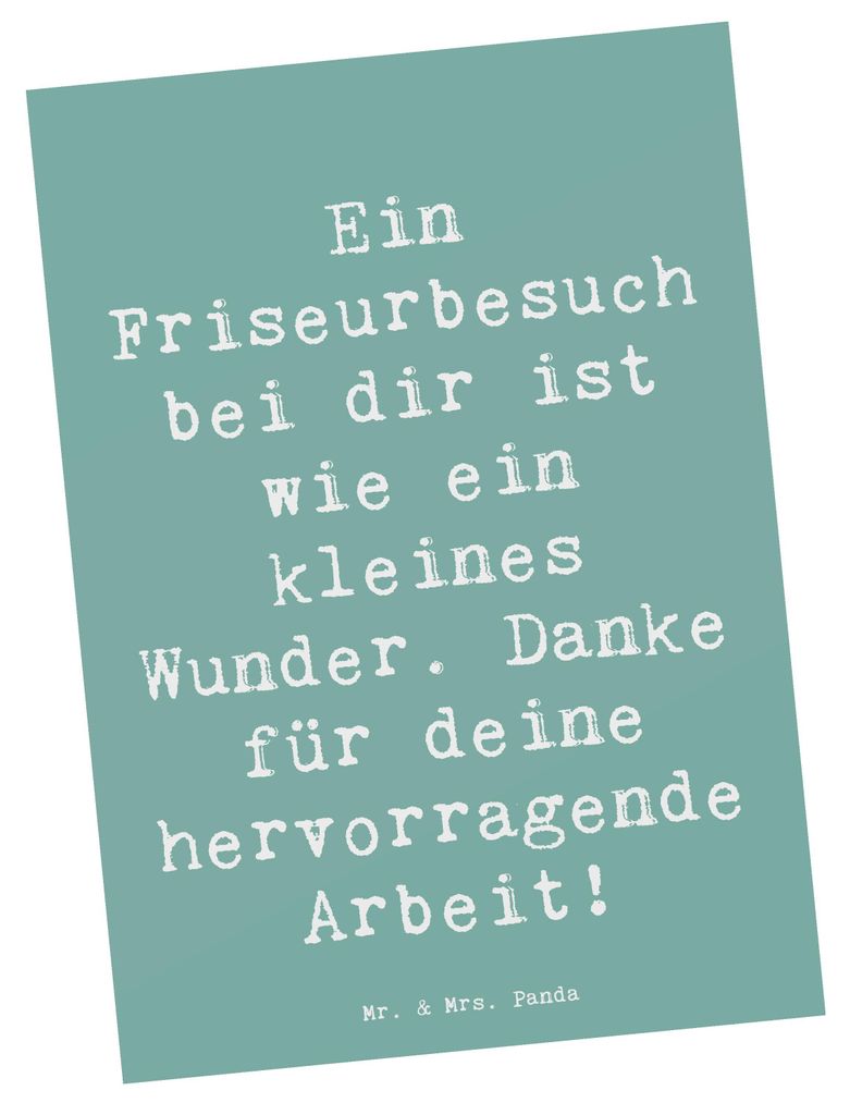 Mr. & Mrs. Panda Postkarte Spruch Friseur Wunder - Meeresbrise - Geschenk, Schönheitsberater, Bedanken, Aufmerksamkeit, Wohlgefühl, bildkarte, Da...