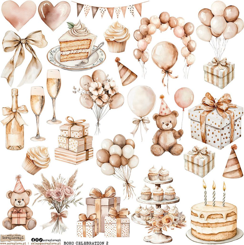 AUFKLEBER ScrapLove Nachbildung Stickers - Boho Celebration 2