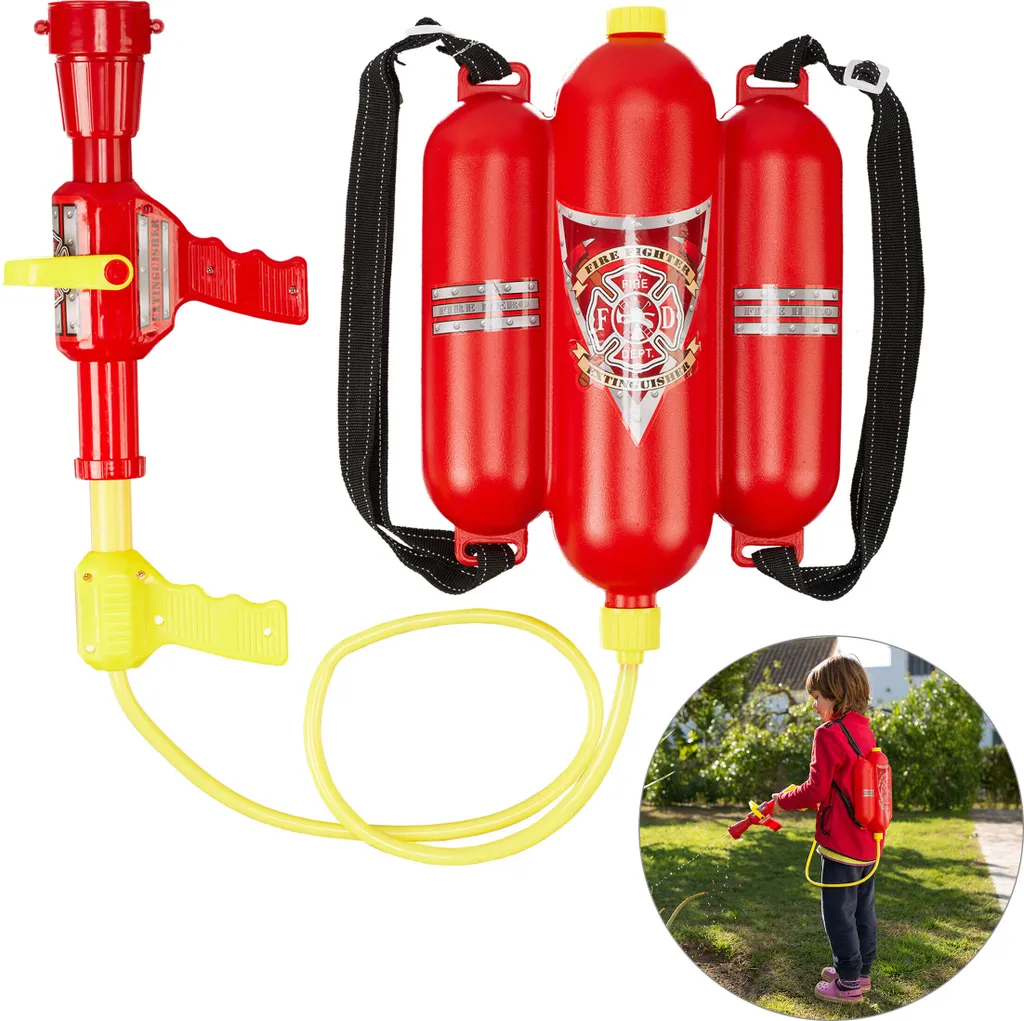Pistolet à eau pompier Relaxdays, lot de 10 jouets de plage et piscine