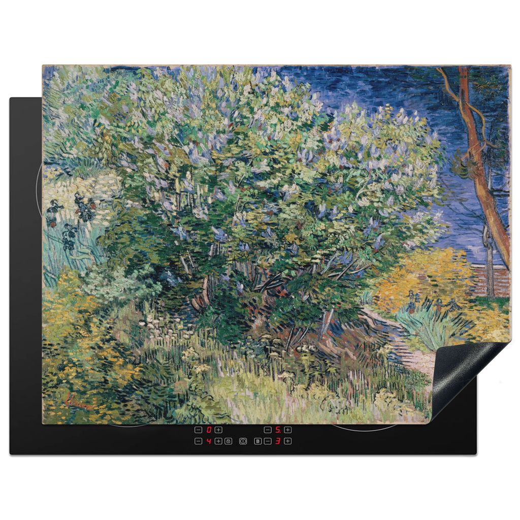 KitchenYeah Herdabdeckplatte Fliederbusch - Vincent van Gogh , 77x59cm, Küche Deko, Glaskeramikkochfeld Herdabdeckung, Abdeckplatte fùr Kochfeld
