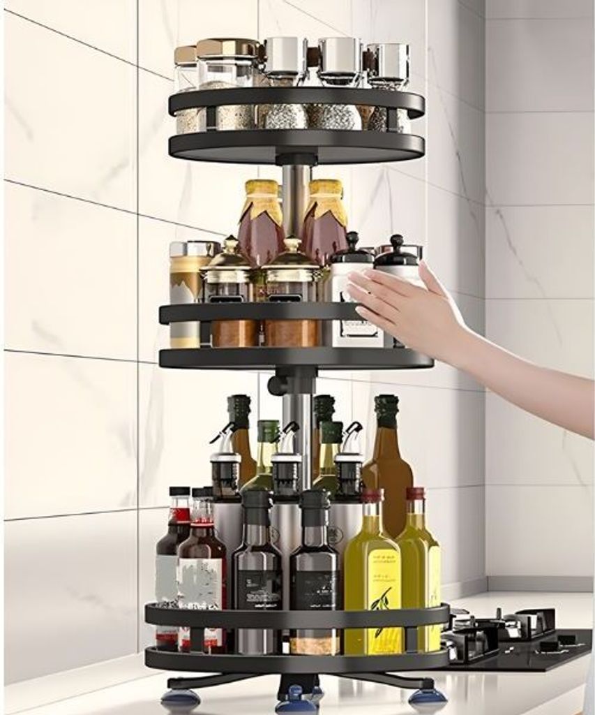 360° drehbarer 3 Etagen Küchenorganizer für Gewürze mit Produktbild 2
