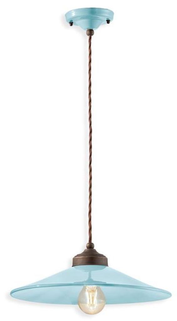 Ferroluce Colors Lampe à suspendre Ø 35cm bleue ronde Image du produit 