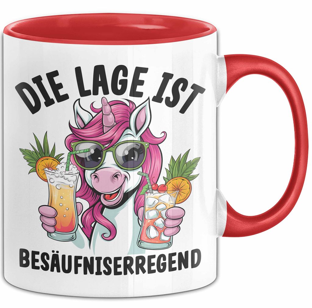 Humor Tasse Geschenk Die Lage Ist Besäufniserregend Geschenkidee Kaffee-Becher (Rot)