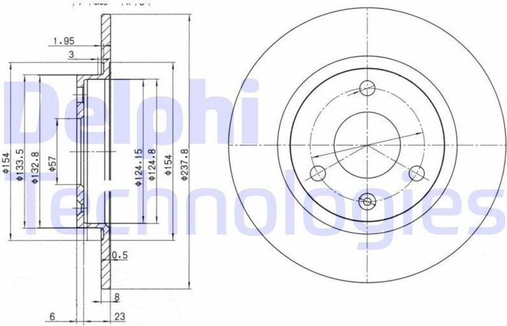 2x DELPHI Bremsscheibe BG2355 passend für PEUGEOT 106 II Produktbild 
