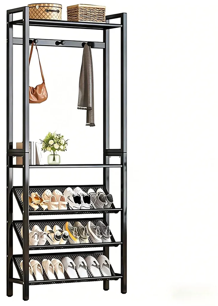Vestiaire d'entrée complet : porte-manteau et rangement à chaussures