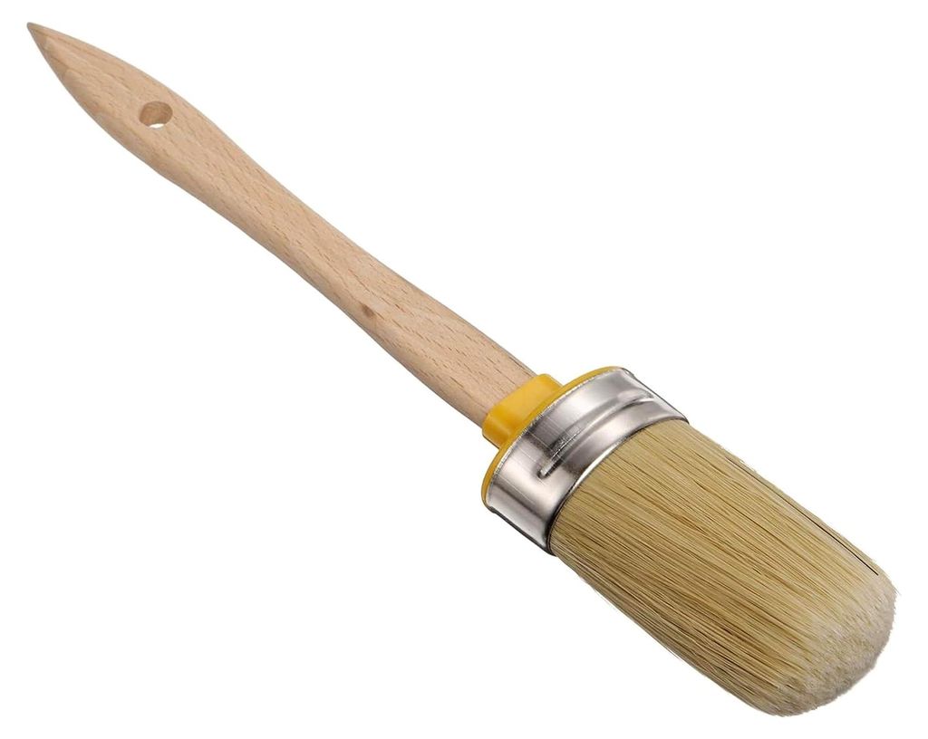 Wachspinsel, 2 x 3,1 cm, ovale PET-Faserborsten mit Holzgriff, Malwerkzeug für Möbel, Heimwerker, Heimdekoration, Kunst und Handwerk, Gelb