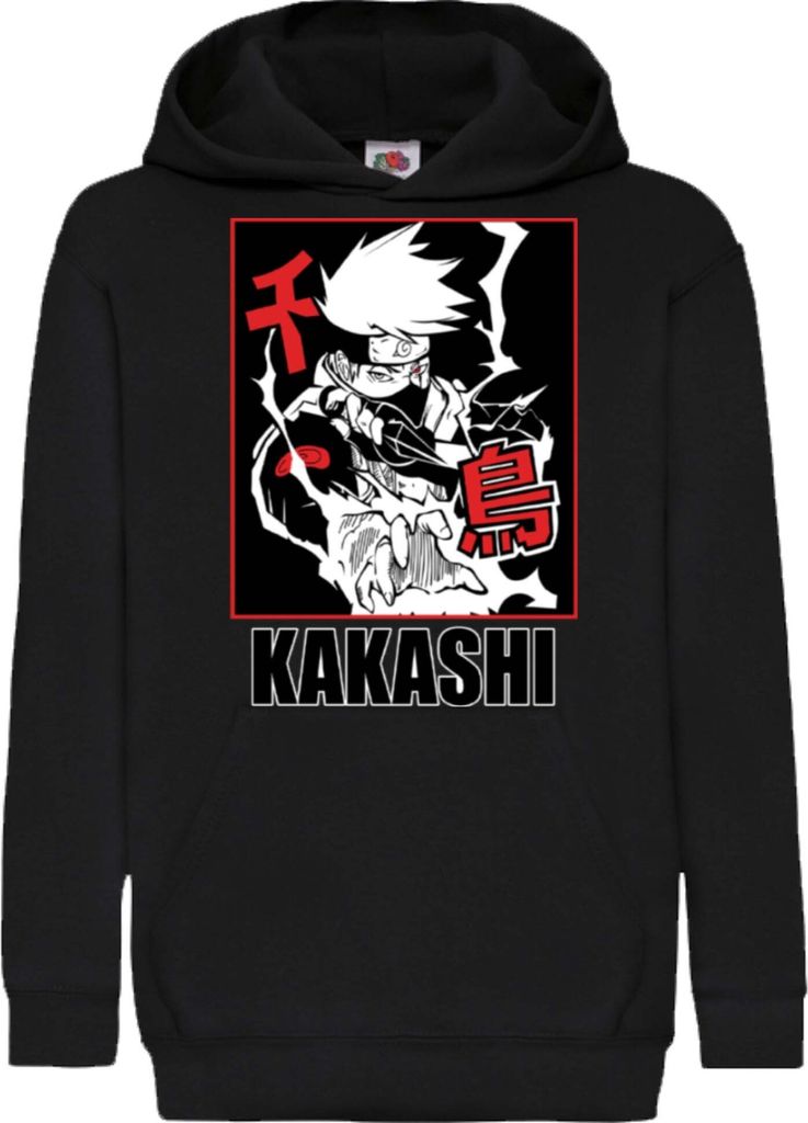 Kinder Kapuzenpullover Naruto Hatake Kakashi 004 Chidori, 7-8 Jahr - 128 / Schwarz