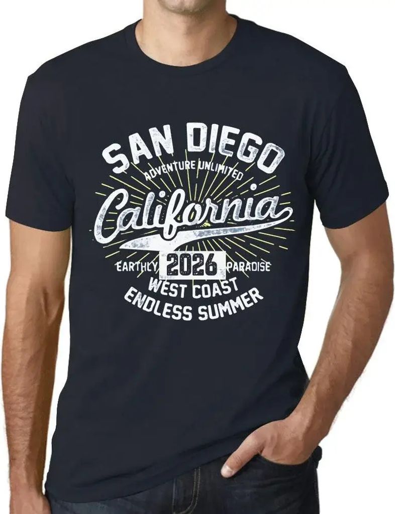 Herren Grafik T-Shirt San Diego Kalifornien endloser Sommer 2026 – San Diego California Endless Summer 2026 – Öko-Verantwortlich Vintage Jahrgang
