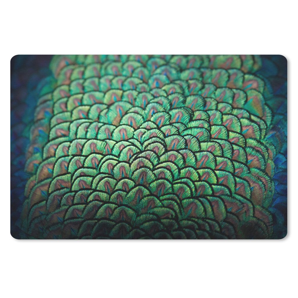 MuchoWow Mauspad Mousepad Nahaufnahme des Gefieders eines Pfaus 27x18 cm - Mousepads - Maus Mat - Pad - Mausunterlage - Büroartikel - Desk Matten