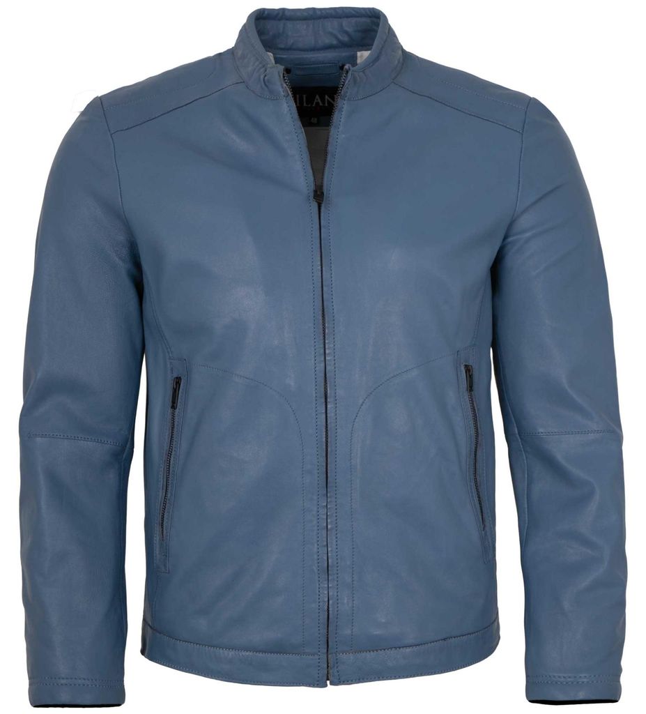 Jilani - Herren Lederjacke Lammnappa hellblau : 58