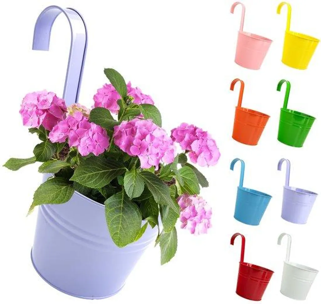 Jardinière suspendue en métal robuste 16x26cm pour balcon et jardin