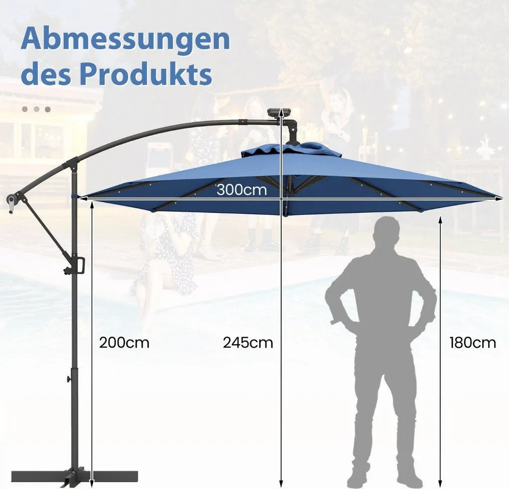 Parasol de terrasse anti-UV bleu 300 cm pour éviter la chaleur et le noir