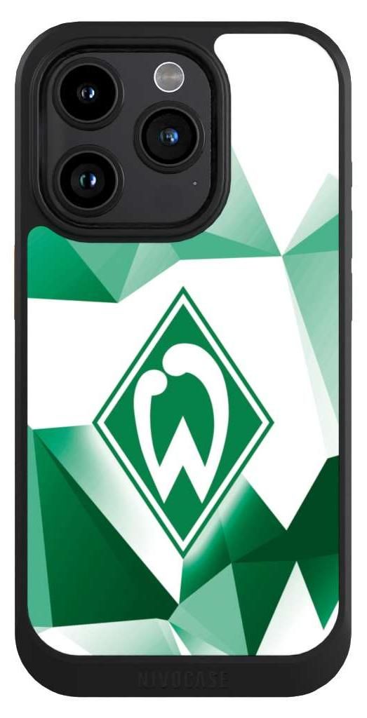 NIVOCASE Hülle für Apple iPhone 15 Pro Handyhülle NIVOcore Case Schwarz Offizielles Lizenzprodukt SV Werder Bremen Tarnmuster