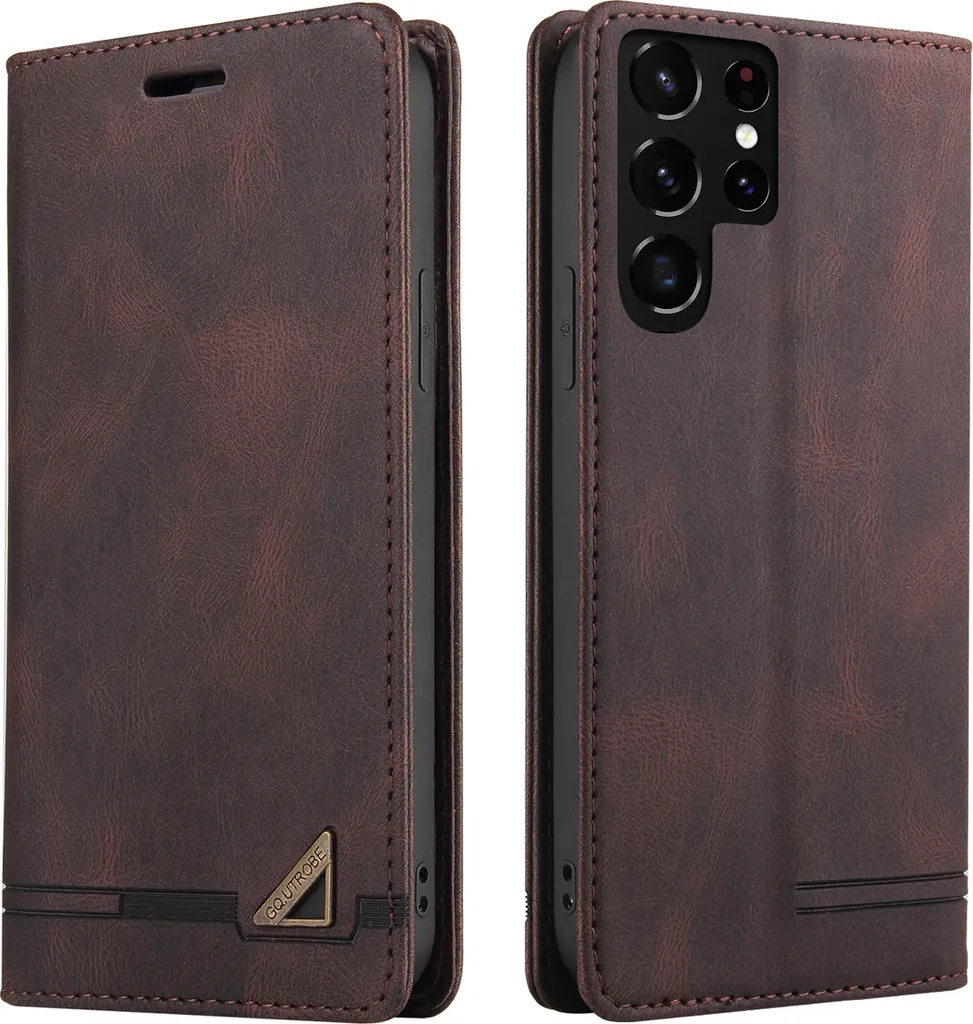 Custodia Marrone Samsung S22 Ultra 5G - Pelle Flip con Portacarte