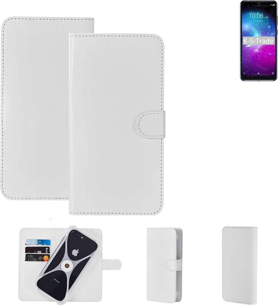 K-S-Trade Handy Hülle Schutz Hülle kompatibel mit ZTE Blade A5 2020 Cover Case Bookstyle Bumper weiß 1x