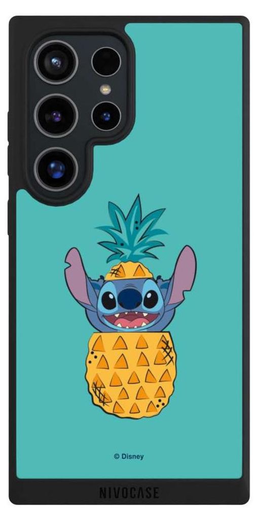 NIVOCASE Handyhülle für Samsung Galaxy S24 Ultra Hülle NIVOpure Case Schwarz Ananas Disney Lilo & Stitch