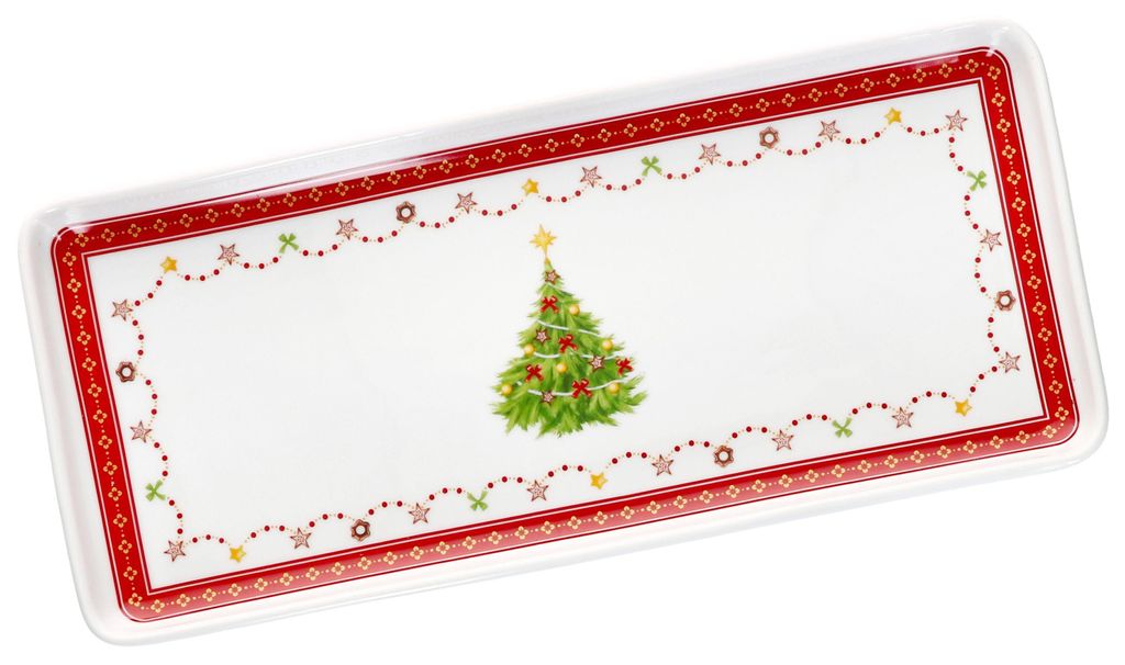 Rêve de Noël Plat à gâteau rectangulaire Porcelaine Noël Image du produit 