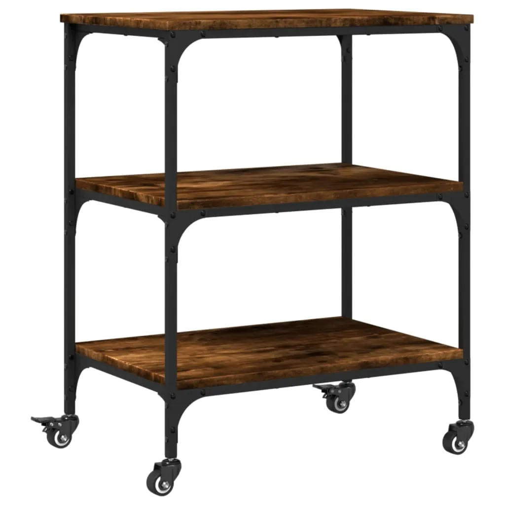 Carrello da cucina in rovere affumicato 60x41x76 cm materiale a base di legno