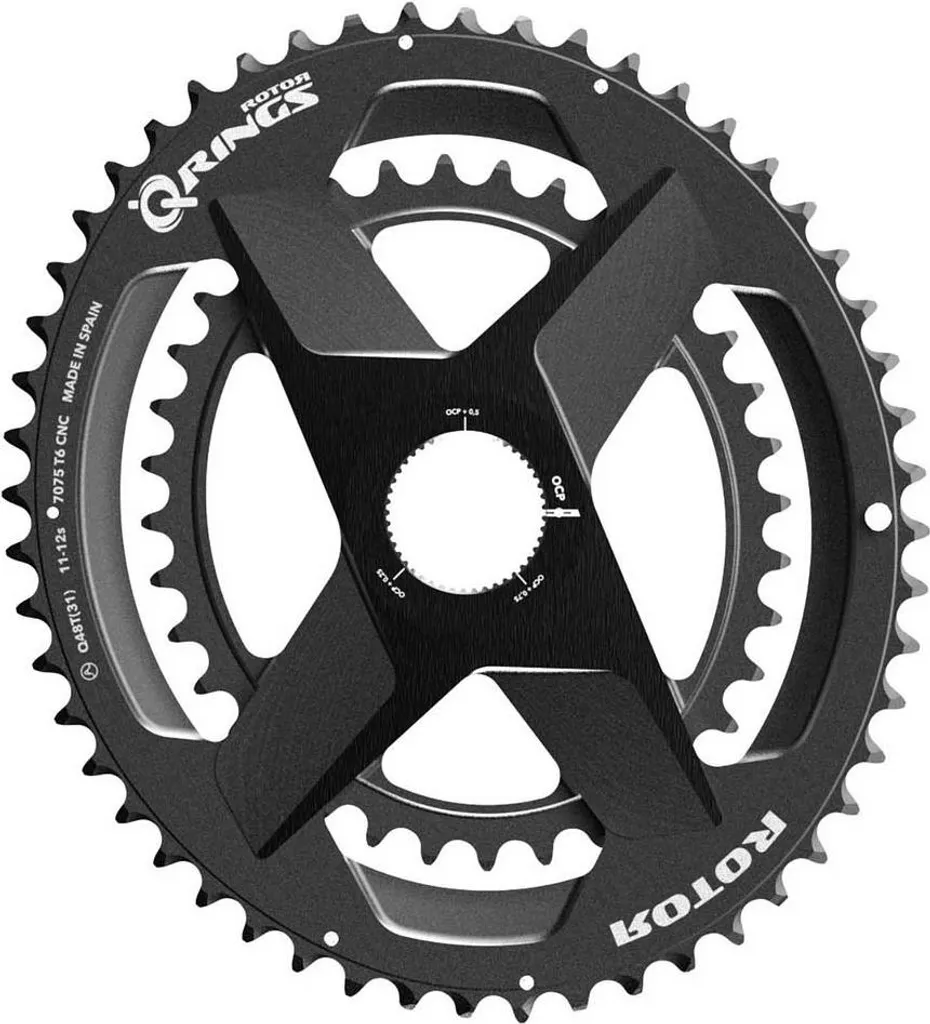 Plateau Rotor 2x DM Ovale Argent 50/34T pour Pédalier Route Direct Mount