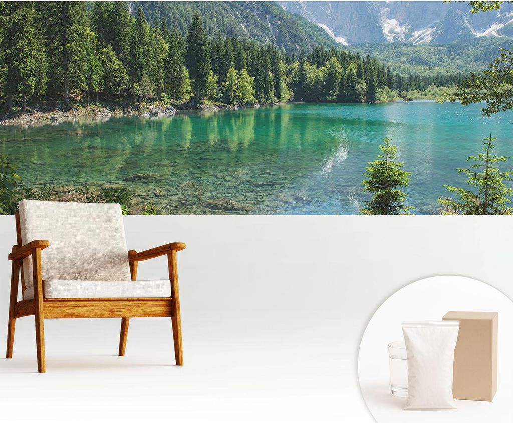 Fototapete - 250x104 cm - Tapete - Wandtapete - Wandbilder - Dekofolie - Tapete Folie - Wand - Dekoration - Wohnzimmer - Grüner See