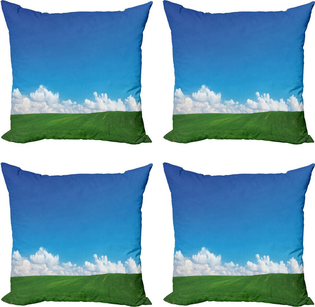 ABAKUHAUS Blauer Himmel Kissenbezug Set (4 Stück), Geschwollene Wolken Nature Theme, Moderner Doppelseitiger Digitaldruck, 45 cm x 45 cm, Azure Bl...