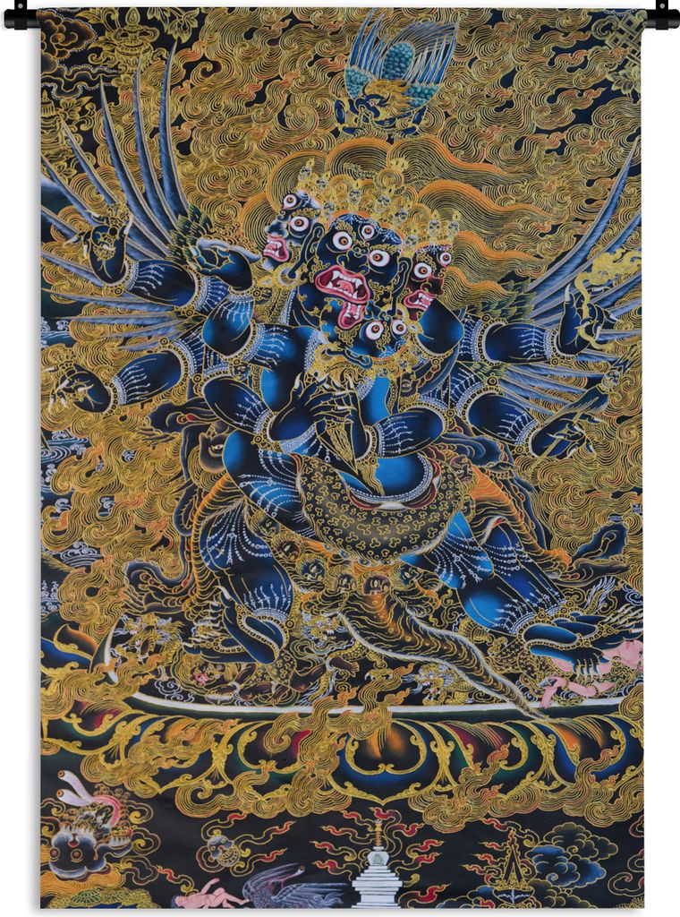 MuchoWow Wandteppich Wandbehang Kunst aus Bhutan 90x135 cm Tapisserie Dekoration Wandtuch - Baumwolle - Wandskulptur