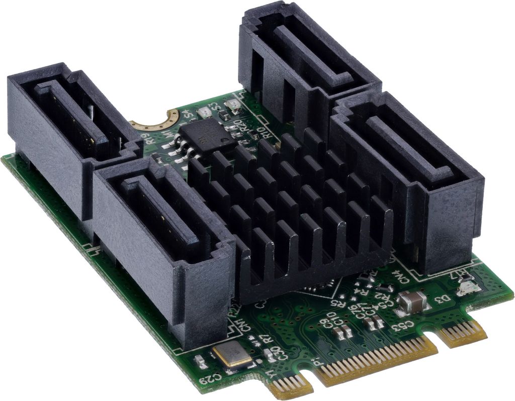 InLine Schnittstellenkarte M.2 Key B+M zu 4x SATA Stecker - RAID - HyperDuo