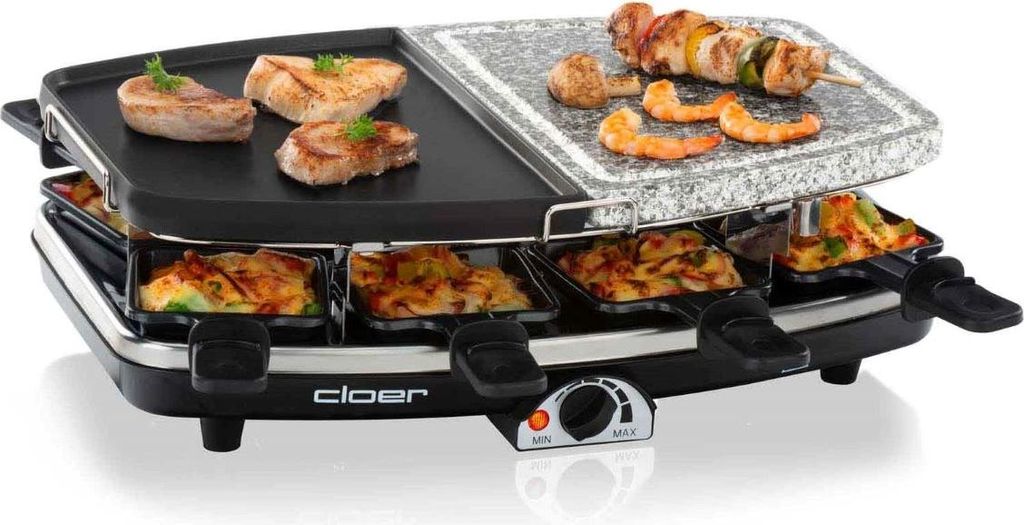 Cloer 6435 Raclettegrill mit geteilter Naturstein- & Produktbild 