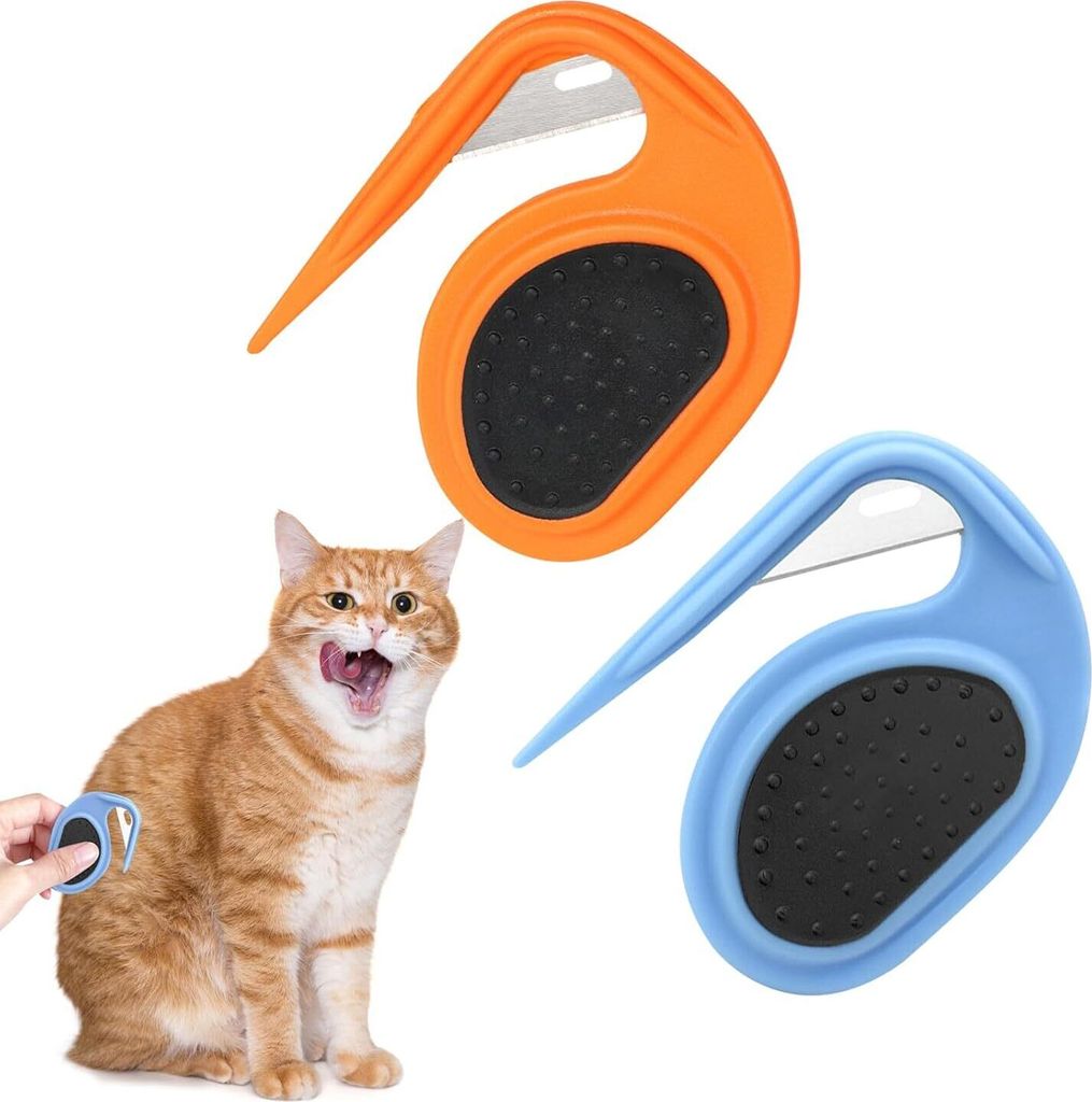 2 Stück Entfilzungskamm für Hunde, Pet Knot Opener, Pflegemesser für Langhaarige Haustiere, Pet Knotting Comb, mit Stahlklinge, Entfilzungsmesse...