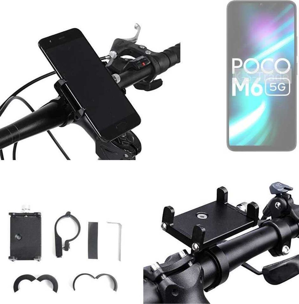 K-S-Trade Handyhalterung für das Fahrrad kompatibel mit POCO M6 5G Halter Lenkstange Fahrradhalterung Motorrad Bike Mount Befestigung Smartphone